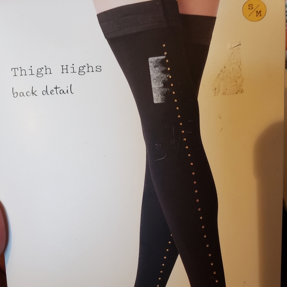 a new day Accessories - NWT Black Thigh Highs with Back Detail a new day Accessories - NWT Black Thigh Highs with Back Detail